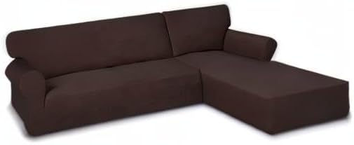 PureFit Super Stretch Sectional Couch Covers - 2 pcs Spandex Non Slip Sofa Covers with Elastic Bottom for L Shape Sectional Sofa Couch, Great for Kids & Pets(3 Seat Sofa + 3 Seat Chaise, Chocolate