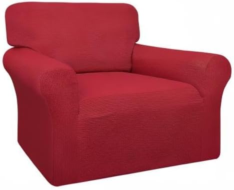 Easy-Going 100% Waterproof Chair Couch Cover, Dual Waterproof Sofa Cover, Stretch Jacquard Sofa Slipcover, Leakproof Furniture Protector for Kids, Pets, Dog and Cat (Chair, Christmas Red)