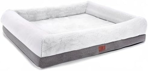 WINDRACING Orthopedic Dog Bed for Extra Large Dogs, Bolster Sides Dogs Sofa Bed with Removable Washable Cover & Non-Skid Bottom, Soft Pet Bed with Egg Foam Dog Couch for Sleeping, 46 x 30 Inch, Gray