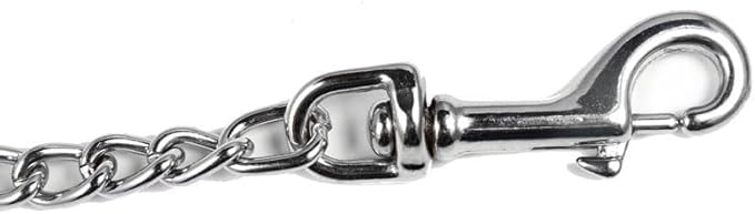 SGODA Metal Chain Heavy Duty Dog Leash, Chew Proof Dog Leash with Soft Handle for Over 50 lbs Large Size Pets Walking(4 ft. x 4.0 mm Red)