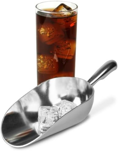 Ice Cube Endurance Scoop, Cast Aluminum Shovel Scoops Kitchen Utility Scoops Set Contoured Handle,Ideal for Ice Cube Coffee Bean Food Candy Flour Popcorn Rust Free (12oz Silver)