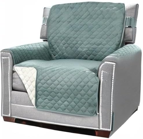 Sofa Shield® Couch Armchair Covers for Dogs, Reversible Furniture Protector with Strap, Stain and Tear Resistant Cushion Cover, 23 inch Seat, Machine Washable Slipcover Pets, Cats, Seafoam Cream