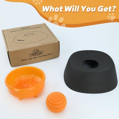Yipetor Slow Feeder Dog Bowls for Liquid Treat, 【Enrichment Ball-Roll】 Bone Broth Dog Lick Bowl, 3/4 Cup Yogurt Pup Lick Toy for Large Medium Small Breeds Dietary Supplement/Post-op Nutrition