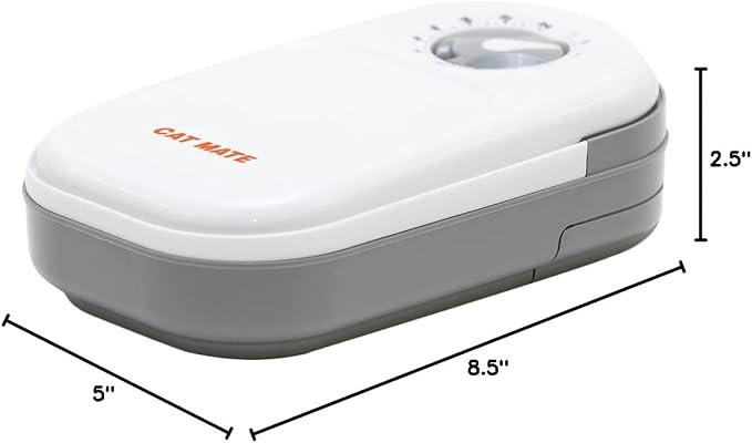 Cat Mate C100 Single Meal Automatic Timer-Controlled Pet Feeder - Suitable for Cats and Small Dogs, for Wet or Dry Food, up to 0.88 lb Capacity, White