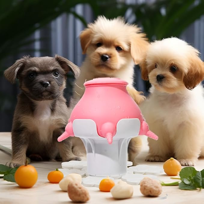 Puppy Feeder for Multiple Puppies, Kittens, Rabbits & Small Animals - 300ml Silicone Nursing Station with 5 Teats - Adjustable Height, Modern Grey, 10oz