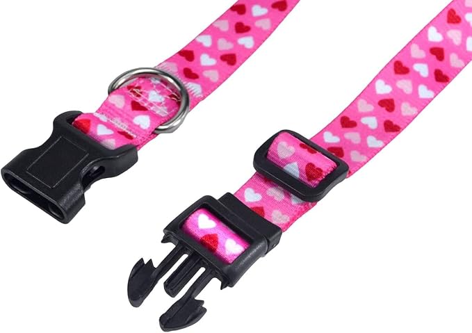Mihqy Dog Collar - Adjustable Heart Dog Collar - Love Theme - Perfect for Small Medium Large Dogs(Pink Heart,M)