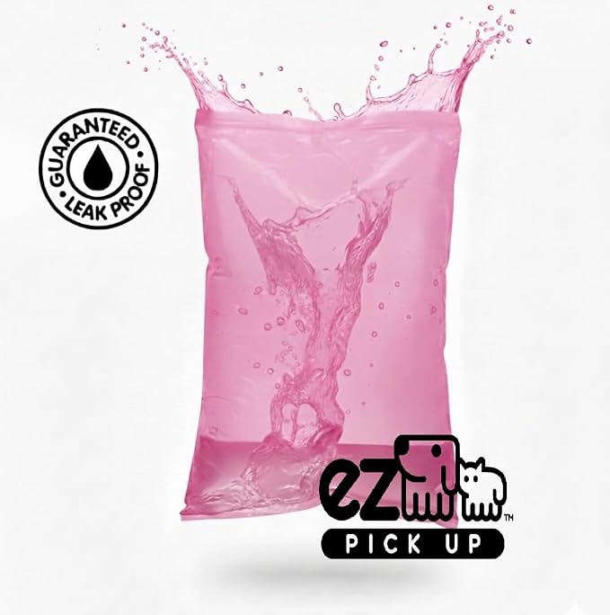 EZ Pick Up Pink Poop Bags - 1000 Dog Waste Bag Cat Puppy Waste Disposal | heavy duty, leak proof, large, 9x12