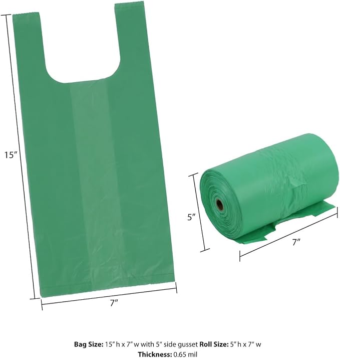 ZERO WASTE USA - Extra Durable Tie-Handle Pet Waste Bags - 2,400 of 7" x 15" w/ 5" side gusset Dog Poop Bags - fits any jumbo Poopy roll dispenser - Case of 8 Rolls with 300 Leak-Proof bags per roll