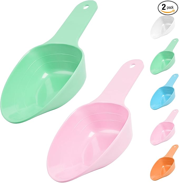 Dog Food Scoop-Melamine Pet Food Measuring Cup - 1 Cup 1/2 Cup 1/4 Cup Dog Cat Bird and Rabbit Food Feeding Scoop Dishwasher Safe-Baby Green & Baby Pink