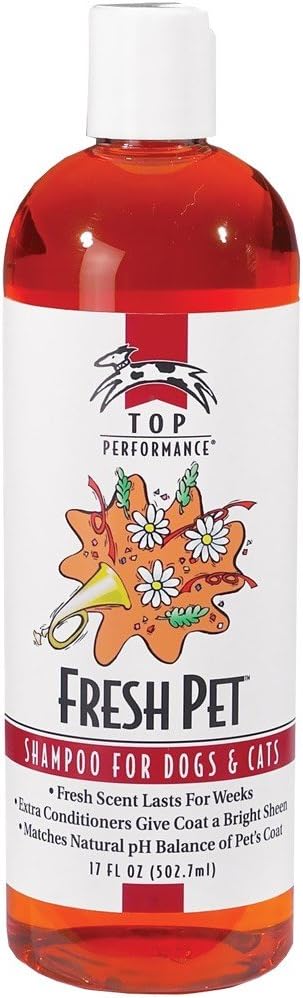Top Performance Fresh Pet Shampoo Prevents Mats and Tangles – Matches Natural pH Balance of Pet’s Coat and Skin, 17 Oz.