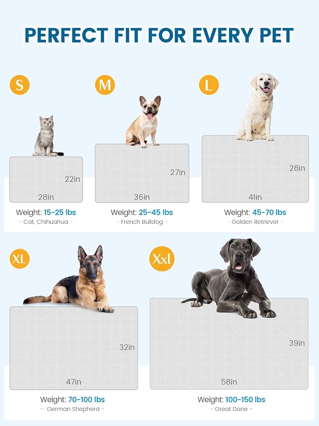 Mora Pets Dog Cooling Mat Pet Cooling Pad for Extra Large Dogs Q-Max>0.5, Breathable Washable Self Cool Dog Mat for Indoor Floors, Crate, Sofa & Outdoor Use, Non Gel Summer Ice Silk Cold Pad XL 47x32