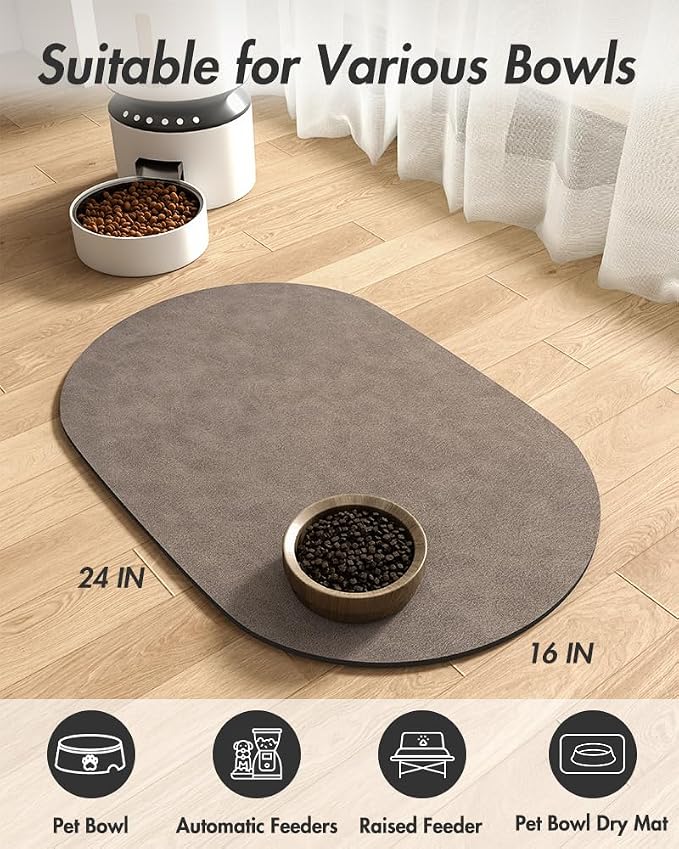 Absorbent Dog Water Mat-Cat Mat for Food and Water Bowl, Quick Dry Pet Feeding Mat, No Stains Cat Food mat, Dog Accessories Pet Supplies-Dog Bowl Mat for Messy Drinkers