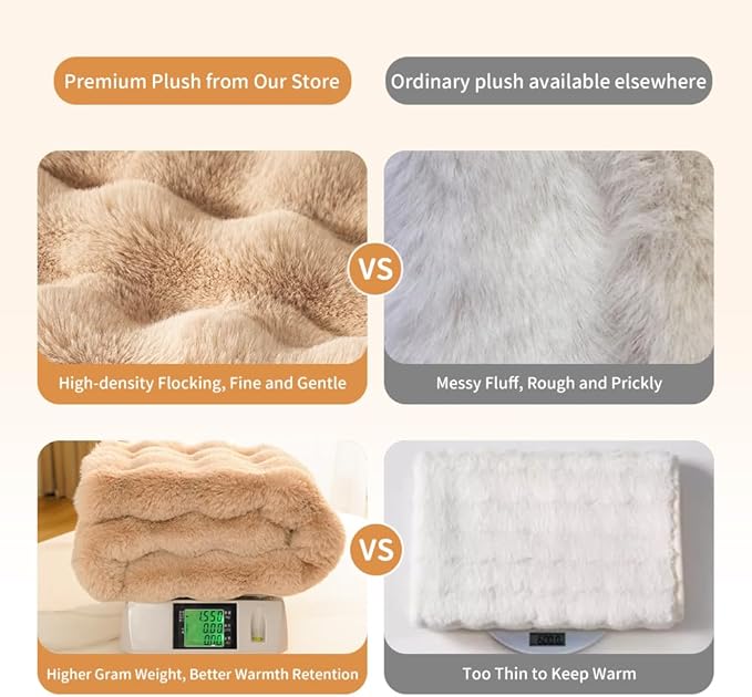 SOMAHE Pet Blanket, Reversible Sherpa & Bubble Fleece Pet Throw, Ultra-Soft Plush for Cats & Small Dogs, Machine Washable, Anti-Static, Warm & Cozy,28"Ă22" Inch Coffee