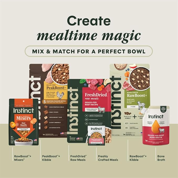 Instinct Freeze-Dried Meals, FreshDried Bites, Natural Dog Food, Grain-Free - Grass-Fed Beef, 14 oz. Bag