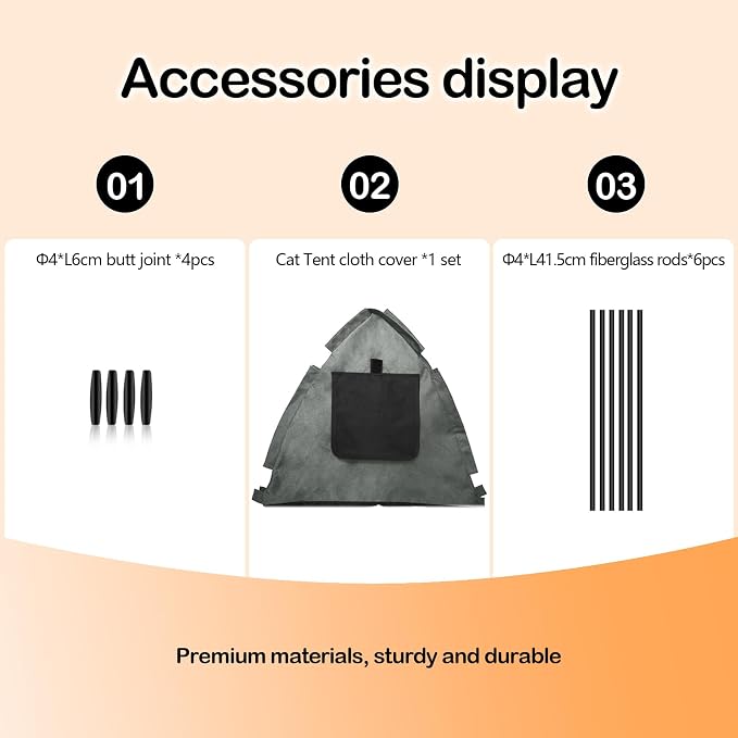 Portable Pet Tent, Full-Enclosure Zippered Mesh, Indoor & Outdoor | Easy-flex poles, tool-free. Tear-resistant. Anti-tip. 5+ colors. For cats, small dogs. 60x60x45cm, 390g