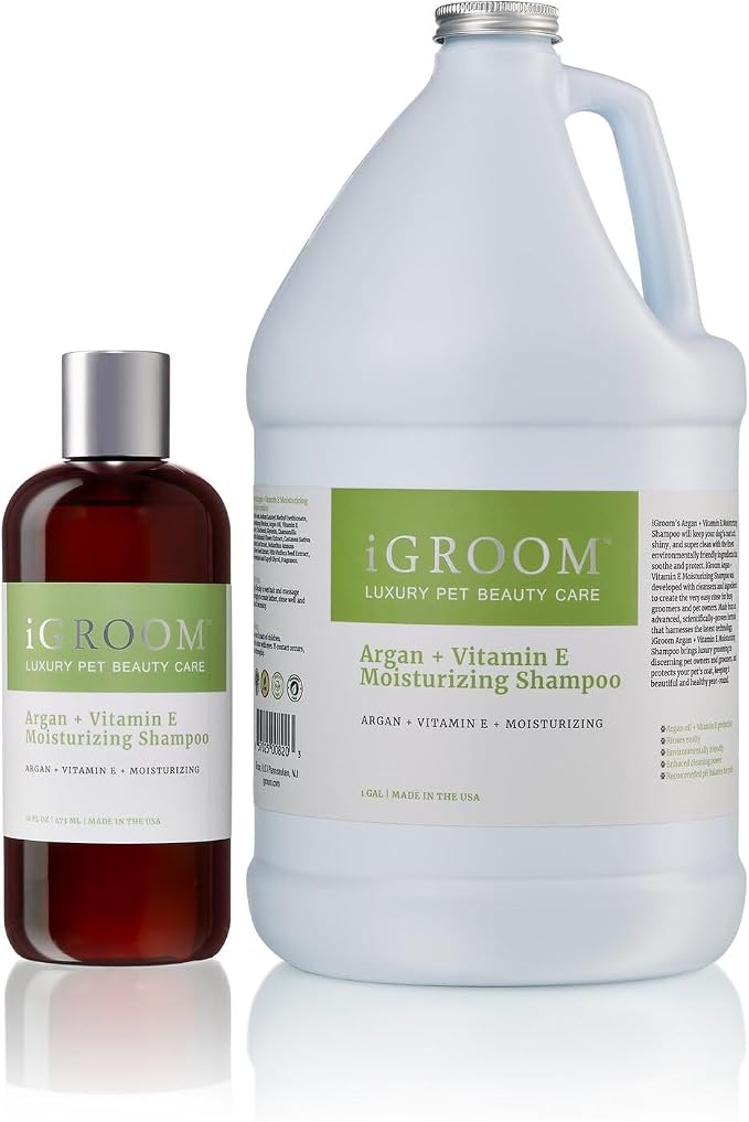 iGroom Argan+Vitamin E Dog Shampoo, Groom Like a Professional, Enhanced Cleaning Power, Recommended pH Balance, Made in USA, Gallon