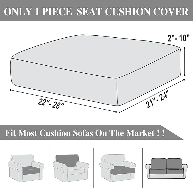 LA MEACK Couch Cushion Cover Seat Cushion Cover Stretch Armchair Cover Separate Sectional Sofa Slipcovers Furniture Protector(1 Piece for Seat or Sofa Backrest, White)