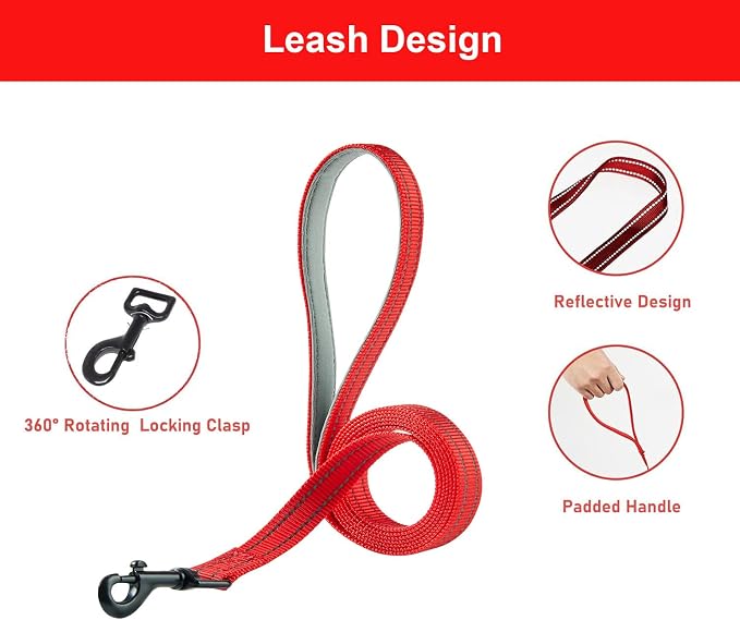 Hipubby Dog Harness and Leash Set, No Pull Soft Mesh Puppy Harness for Small Medium Dogs, Cats - Step in Reflective Breathable Lightweight Vest Harness for Walking, Training - Red, L