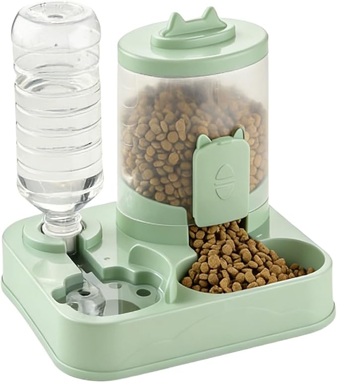 2 in 1 Automatic Pet Feeder Water Dispenser, Adjustable Elevated Raised Stand Feeder, Automatic Cat Feeder with Non Slip Base for Small Medium Dog Puppy Cat, Easy to Clean (Color B)