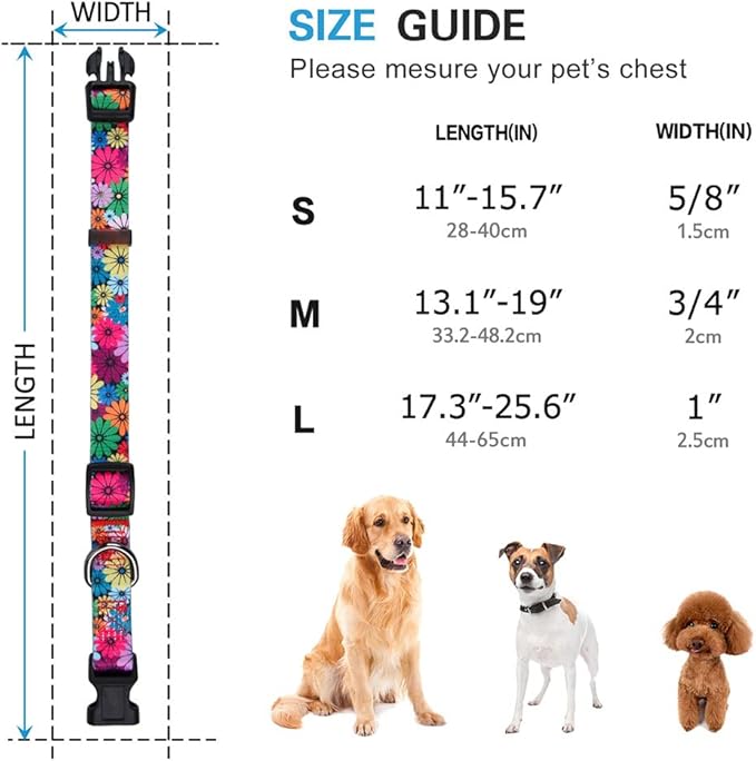 Dog Collar for Large Dogs Floral Pattern for Girl boy Dogs Large