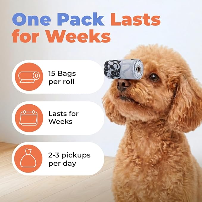 Best Pet Supplies Dog Poop Bags for Waste Refuse Cleanup, Doggy Roll Replacements for Outdoor Puppy Walking and Travel, Leak Proof and Tear Resistant, Thick Plastic - White, 240 Bags