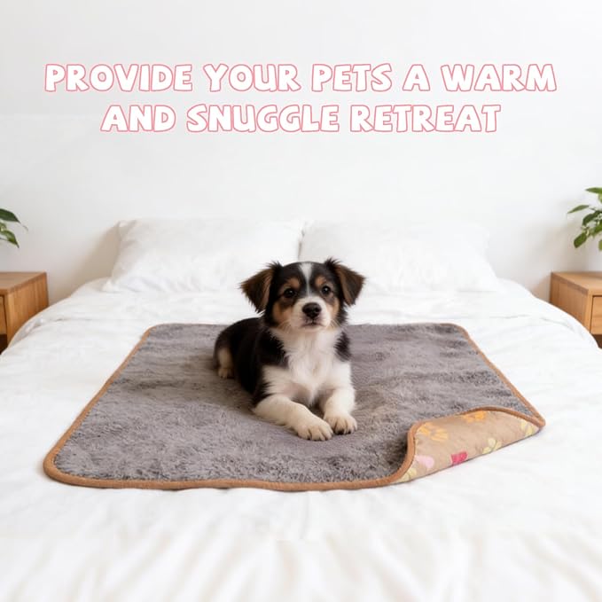 YUEPET Waterproof Dog Blankets, 2 Pack Washable Dog Blankets for Bed Couch Sofa Protector Fleece Flannel Puppy Blanket Soft Plush Reversible Throw Blanket for Small Dogs Cats 23"×16"(Pink+Brown)