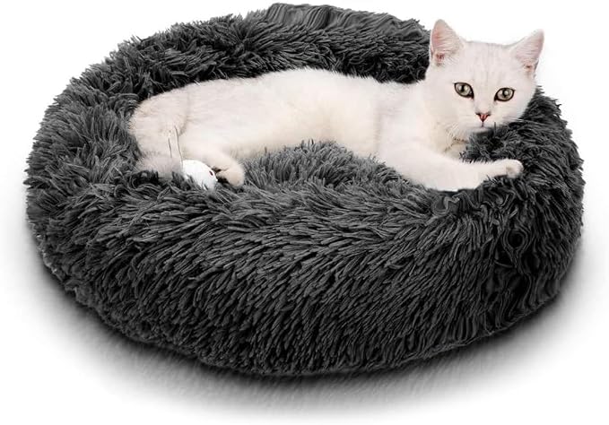 Large Cat Bed Round Dog Bed Warm Pet Beds Large Rabbit Pillow Calming Donut Ferret Beds Pillow Pet Kitten Bed Suit for 8KG Pet