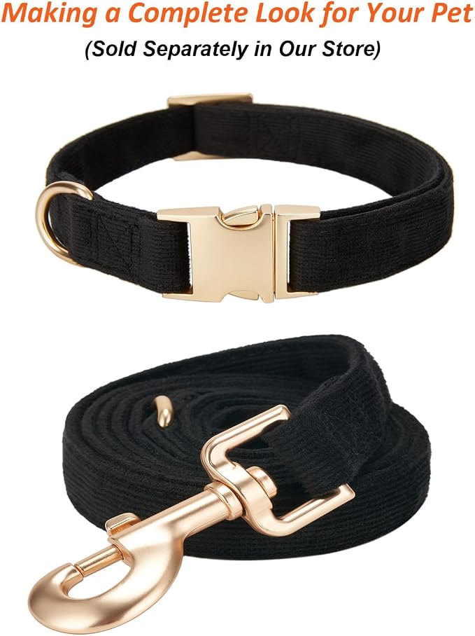 Soft Cotton Dog Leash, 5 Ft Heavy Duty Corduroy Dog Leashes with Gold Metal Hook for Small Medium Large Dogs,Small,Black