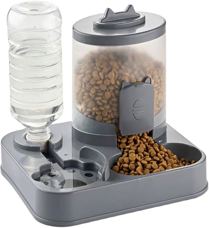 2 in 1 Automatic Pet Feeder Water Dispenser, Adjustable Elevated Raised Stand Feeder, Automatic Cat Feeder with Non Slip Base for Small Medium Dog Puppy Cat, Easy to Clean (Color C)