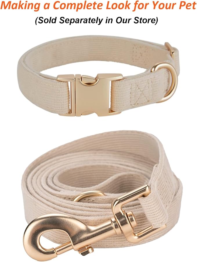 Soft Cotton Dog Leash, 5 Ft Heavy Duty Corduroy Dog Leashes with Gold Metal Hook for Small Medium Large Dogs,Medium,White