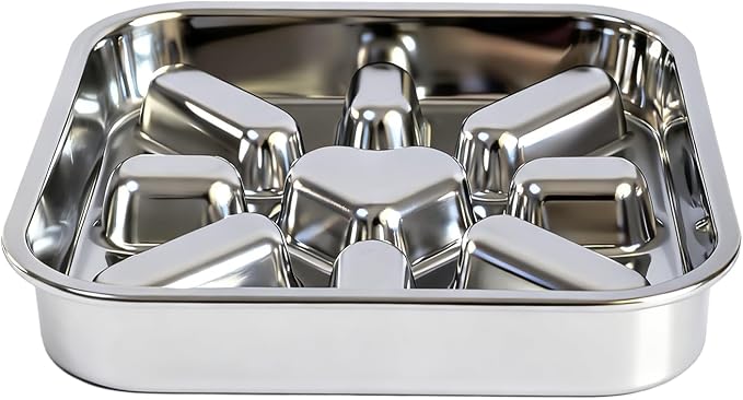 Stainless Steel Slow Feeder Dog Bowls Large & Medium Breed 3 Cups, Food Grade 304, Non-Slip Base, Deep Ridges to Slow Eating, Metal Slow Feeder Dog Bowls, Dishwasher & Chew-Proof & Rustproof (2 Pack)