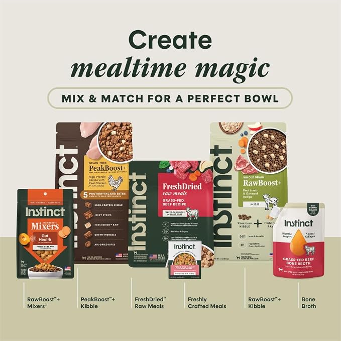 Instinct Freeze-Dried Meals, FreshDried Bites, Natural Dog Food, Grain-Free - Grass-Fed Beef, 3 oz. Bag