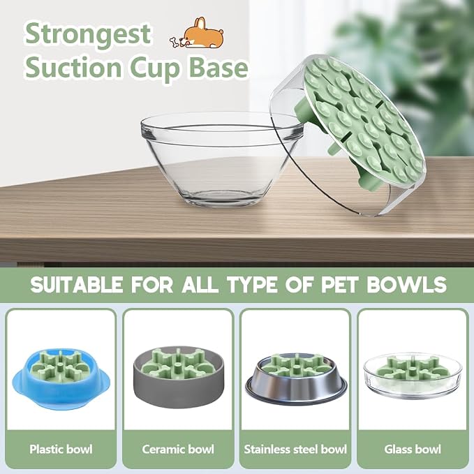 Soft Silicone Anti-Choking Puzzle Dog Bowl Insert - Anti-Slip Slow Down Eating Feeder for Regular Elevated Dog Bowls