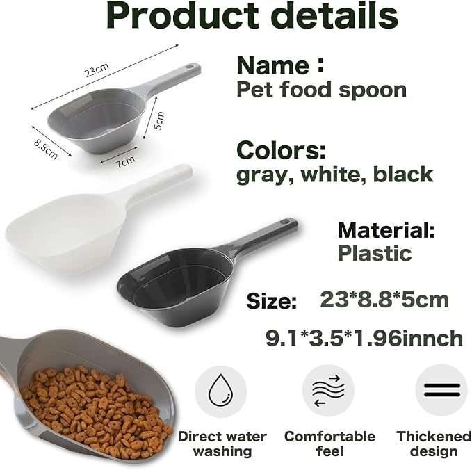 3PCS Dog Food Scoop, 1 Cup Plastic Pet Food Scoop With Measuring Lines for Dogs Cats Birds and Rabbits