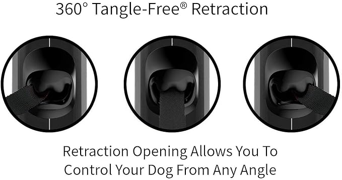 TUG Oval 360° Tangle-Free Retractable Dog Leash with Integrated Waste Bag Dispenser (Small, Grey)