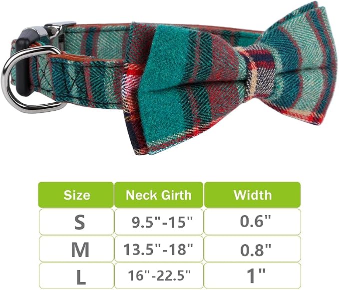Faleela Cute Soft Girl Christmas Dog Collar with Bow, Bowtie Dog Collar for Boy,Detachable Adjustable Collar for Small Medium Large Pet