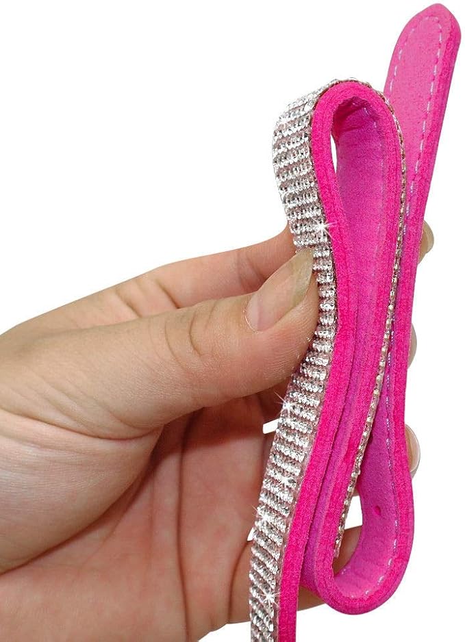 Rhinestone Dog Collar, Cute Dazzling Sparkling Soft Suede Leather Dog Cat Rhinestone Collar Crystal Diamond Pet Dog Puppy Collar (S, Purple-4)