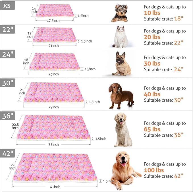 Mora Pets Dog Bed Crate Pad Ultra Soft Pet Bed with Cute Star Print Washable Reversible for Large Medium Small Dogs 23 x 18 inch 2 Pack Pink