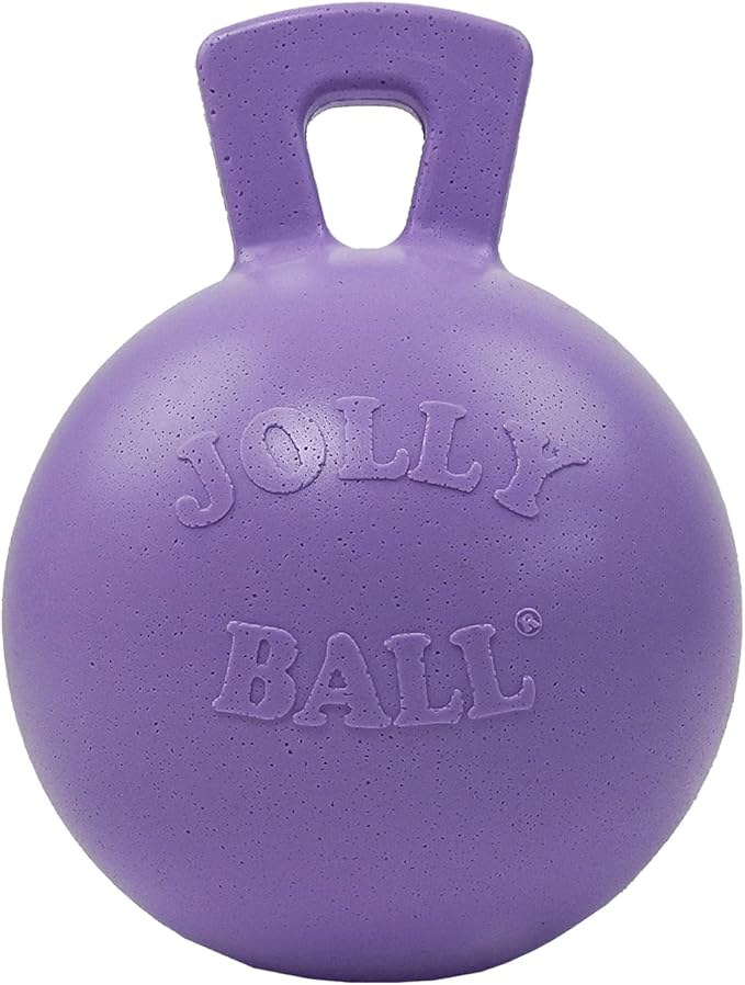 Jolly Pets Tug-n-Toss Heavy Duty Dog Toy Ball with Handle, 4.5 Inches/Small, Light Purple