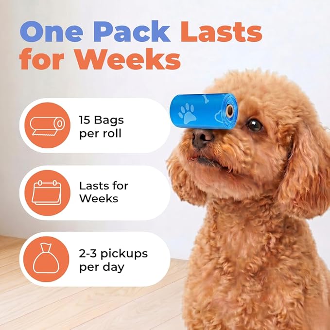 Best Pet Supplies Dog Poop Bags for Waste Refuse Cleanup, Doggy Roll Replacements for Outdoor Puppy Walking and Travel, Leak Proof and Tear Resistant, Thick Plastic - Blue (Unscented), 240 Bags