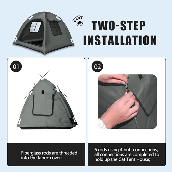 Anti-Anxiety Open Pet Tent for Cats & Dogs, Calming Hideaway | Soothing den, ventilated mesh, ripstop oxford, tip-proof. No-tools, washable cover. Indoor & outdoor. Up to 35lb. 5 colors