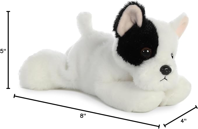Aurora® Adorable Mini Flopsie™ French Bulldog Pup Stuffed Animal - Mini Companions Ready for Playful Adventures - for Kids All Ages, Toddlers, Adults, and Families - White 8 Inches
