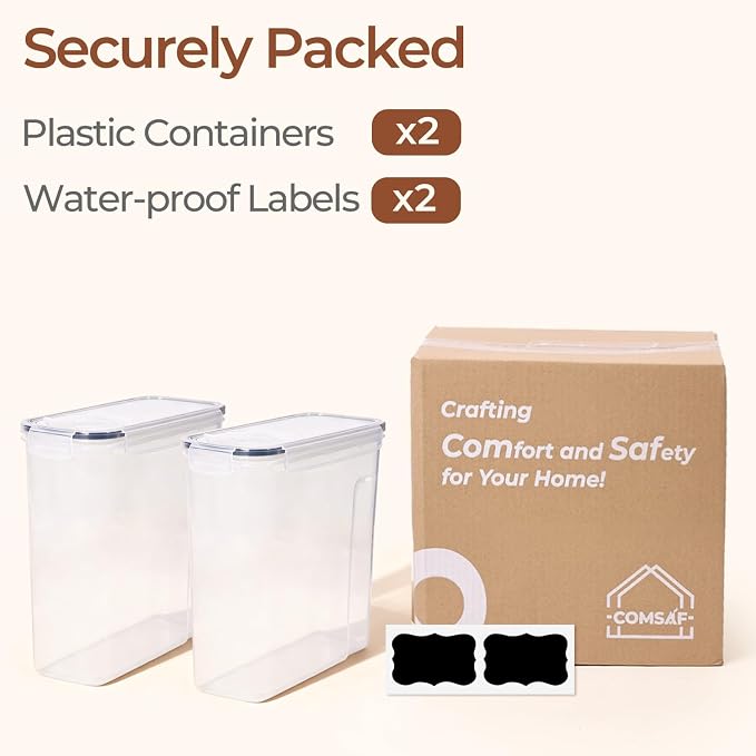 ComSaf 6.7Qt Cereal Storage Container Set of 2 - Ideal for Home Cooks Storing Cereal and Organized Families Organizing Bulk Food,Large Cereal Dispenser Keeps Pantry and Kitchen Countertop Neat