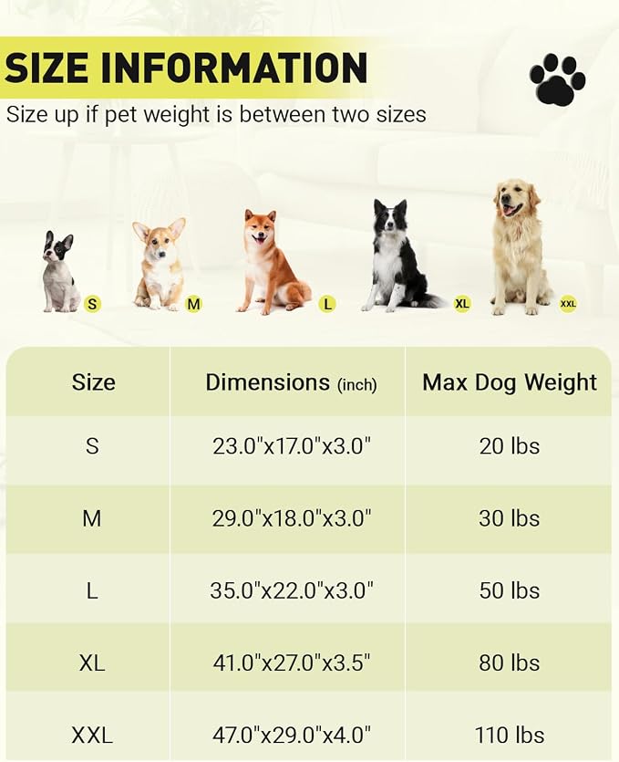 NUPIDA Washable Dog Bed for Small Dogs, Crate Bed Plush Pet Kennel Pad with Non-Slip Bottom, Pet Sleeping Mat, 23x17 Inch, Light Gray
