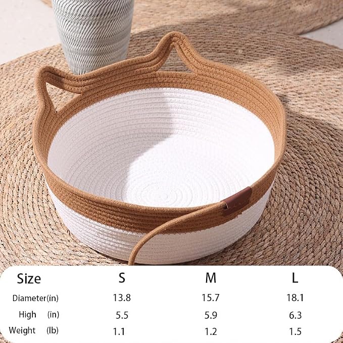Instinct Basket for Cats & Cotton pad Stimuli Cat Bed with Toy Tail Cats Ear Design Breathable All Season Universal Scratch-Resistant (Grey, M)