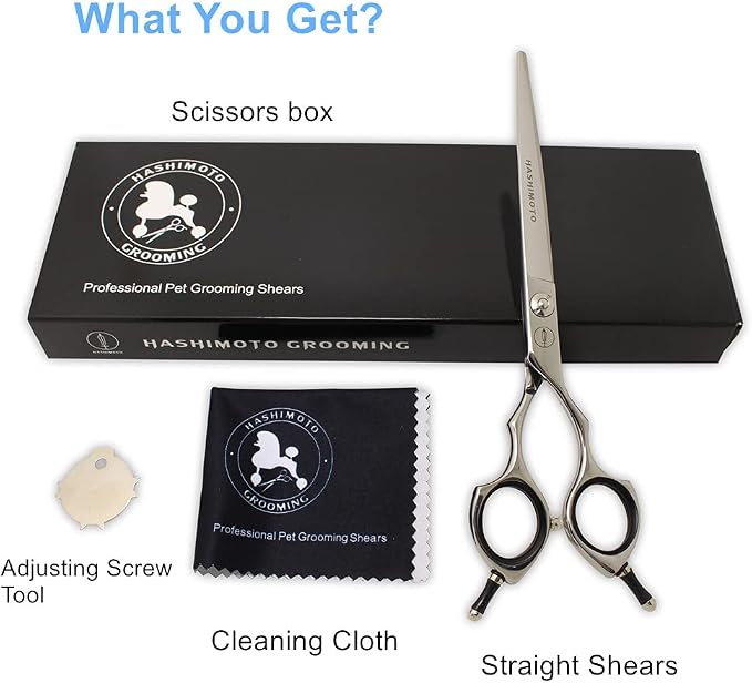HASHIMOTO Dog Straight Scissors,Grooming Shears for Dogs,Cat Grooming Scissors,7.0 inch,Light Weight.