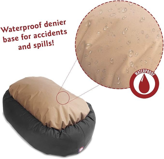 Majestic Pet 32 Inch Bagel Calming Dog Bed Washable – Cozy Soft Round Dog Bed with Spine Support for Dogs to Rest Their Head - Fluffy Donut Puppy Mat 32x23x7 (Inch) Medium – Gray