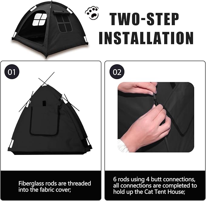 Anti-Anxiety Open Pet Tent for Cats & Dogs, Calming Hideaway | Soothing den, ventilated mesh, ripstop oxford, tip-proof. No-tools, washable cover. Indoor & outdoor. Up to 35lb. 5 colors