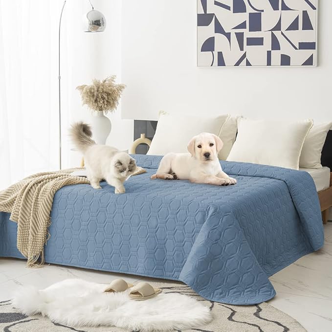 Tcksstex Waterproof and Anti-Slip Dog Bed Cover and Pet Blanket Sofa Pet Bed Mat ,car Incontinence Mattress Protectors Furniture Couch Cover for Most Cats Dogs, Pets(68x82- Stoneblue)