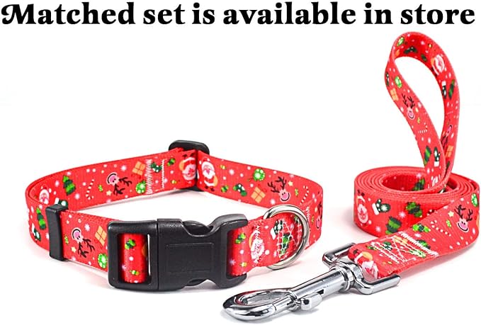 Mihqy Christmas Dog Collar - Premium Adjustable Dog Collar for Small Medium Large Dogs (Christmas,XS)